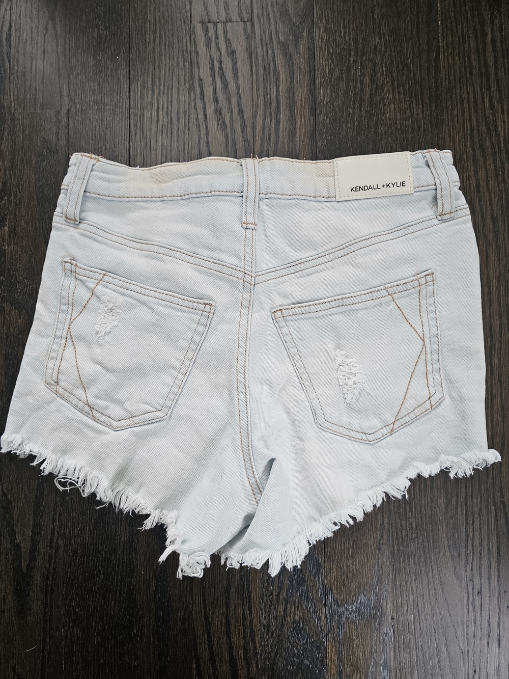 Kendall & Kylie Pale Blue Frayed Hem Denim Shorts